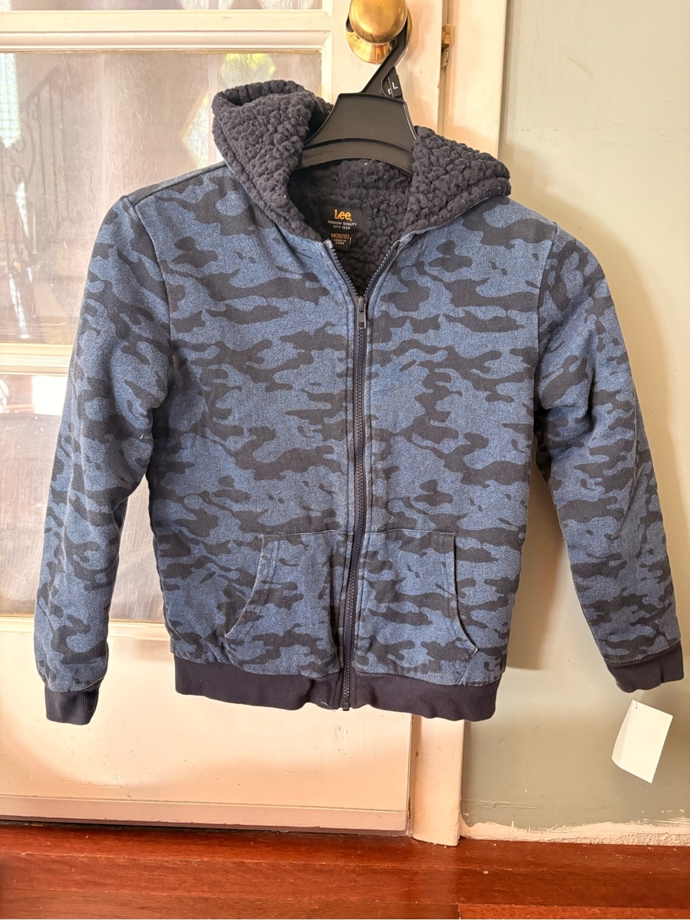 Lee Boys' Blue & Black Camo Sherpa-Lined Hooded sweatshirt Jacket
